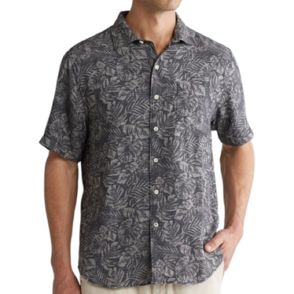 Tommy Bahama Fallen Leaves Tencel Modal Blend Short Sleeve Hawaiian Shirt Large